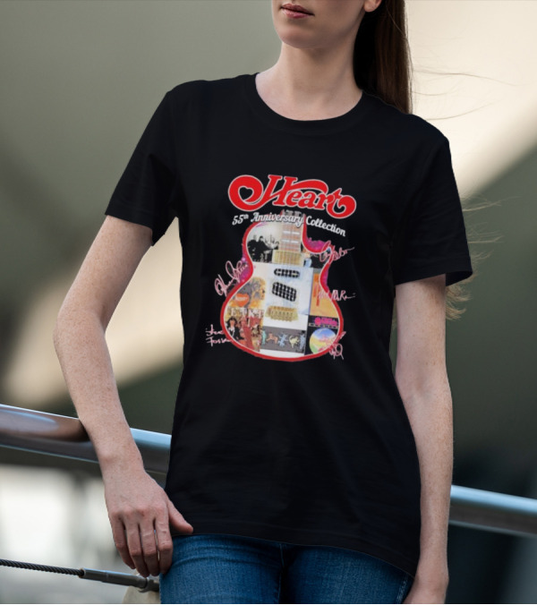 Heart 55th Anniversary Collection Guitar With Signatures And Album T-Shirt