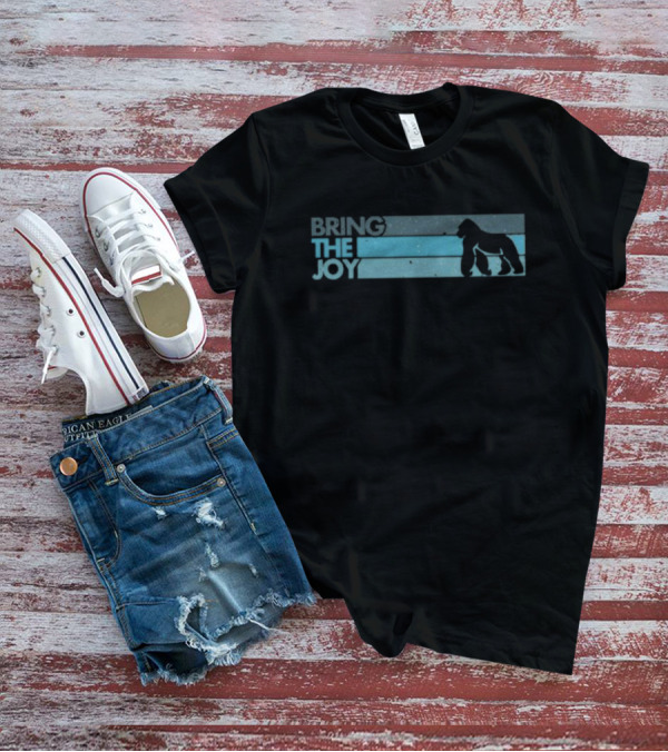 Bring The Joy Gorilla Silhouette Blue Stripes T-Shirt