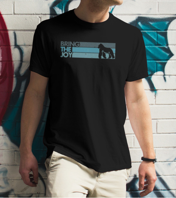Bring The Joy Gorilla Silhouette Blue Stripes T-Shirt