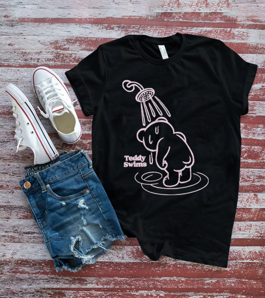 Teddy Swims Bear Under Shower Sad Broken Heart T-Shirt