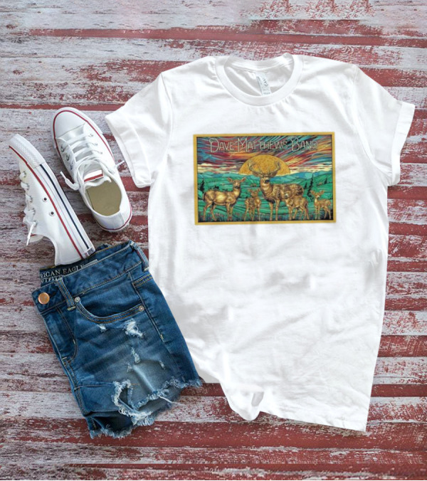 Dave Matthews Band June 22 2024 Alpine Valley Music Theatre East Troy WI Colorful Deer Nature Scene T-Shirt