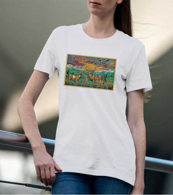 Dave Matthews Band June 22 2024 Alpine Valley Music Theatre East Troy WI Colorful Deer Nature Scene T-Shirt