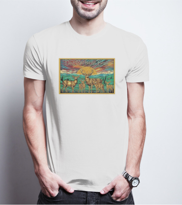 Dave Matthews Band June 22 2024 Alpine Valley Music Theatre East Troy WI Colorful Deer Nature Scene T-Shirt