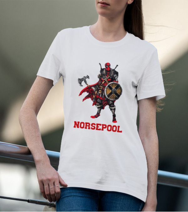 Deadpool Norsepool Viking Warrior With Axe And Shield T-Shirt
