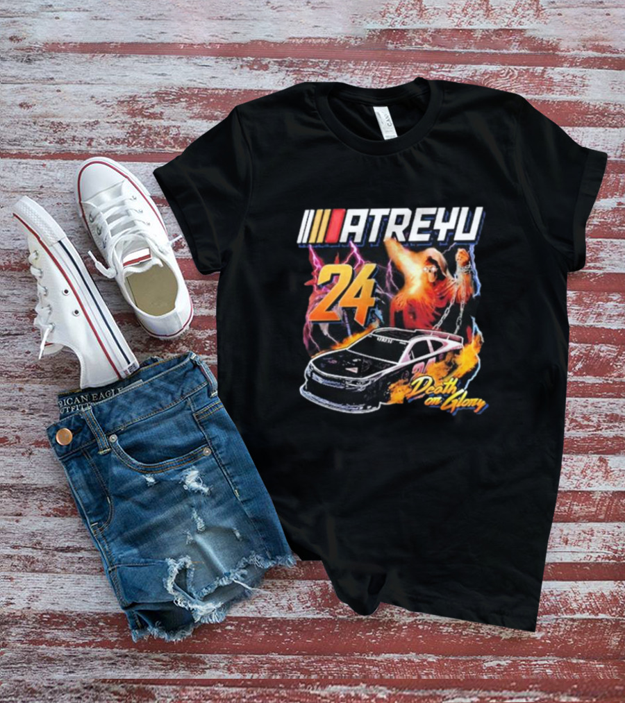 ATREYU 24 Death Or Glory Racing Theme With Flaming Car And Lightning Chains T-Shirt