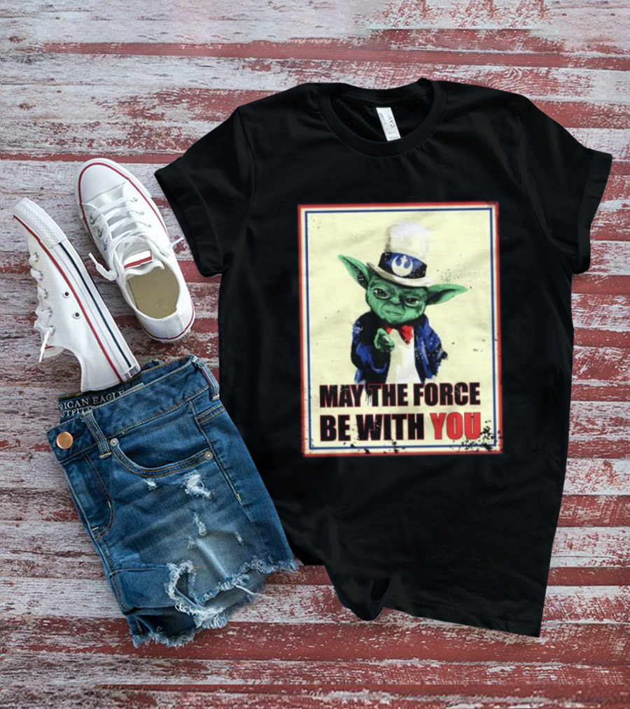 Baby Yoda May The Force Be With You Uncle Sam T-Shirt