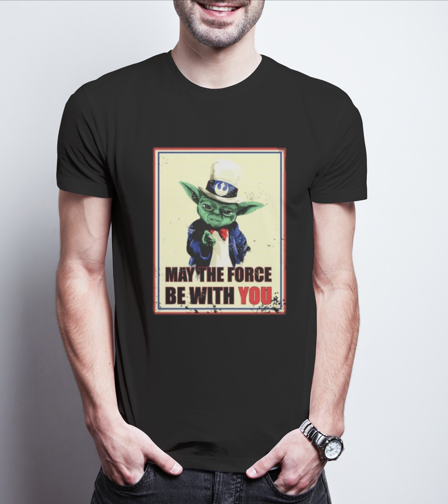 Baby Yoda May The Force Be With You Uncle Sam T-Shirt