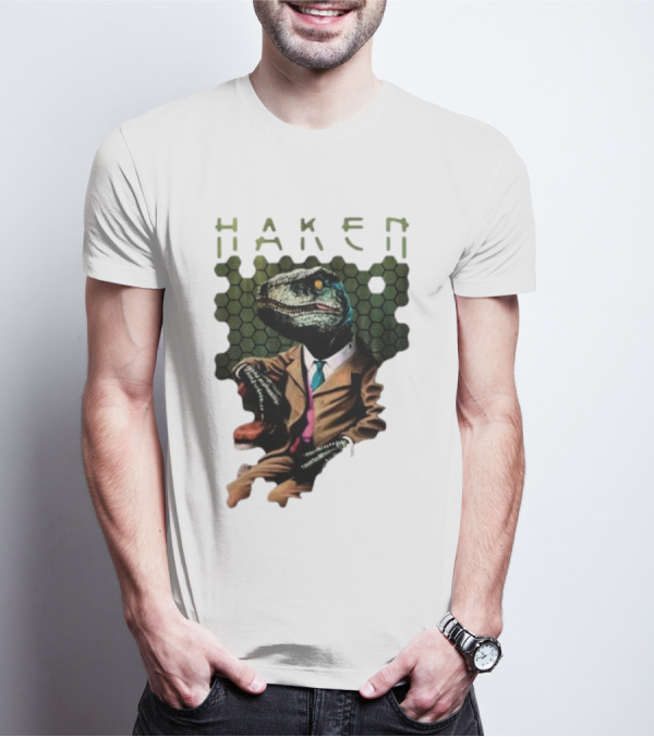 Haken Raptor Sophisticated Dinosaur In Suit T-Shirt