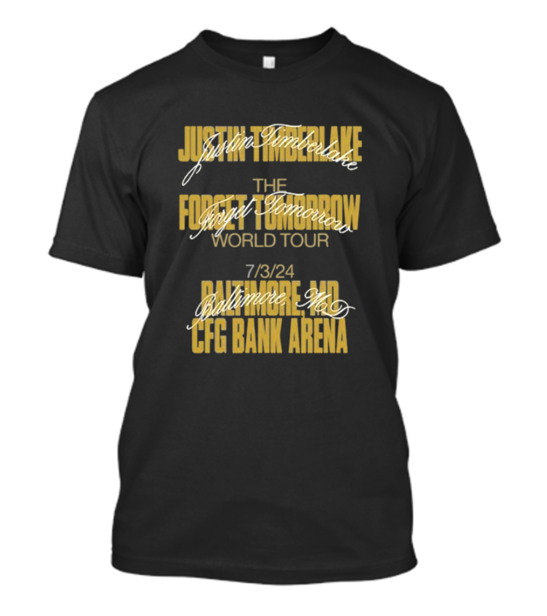 Justin Timberlake The Forget Tomorrow World Tour 7/3/24 Baltimore MD CFG Bank Arena T-Shirt