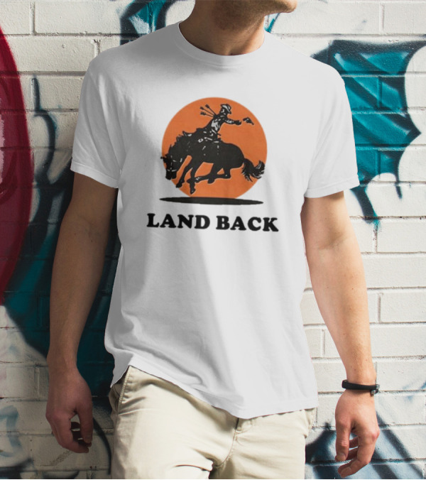 Krime Land Back Cowboy Silhouette With Orange Circle T-Shirt