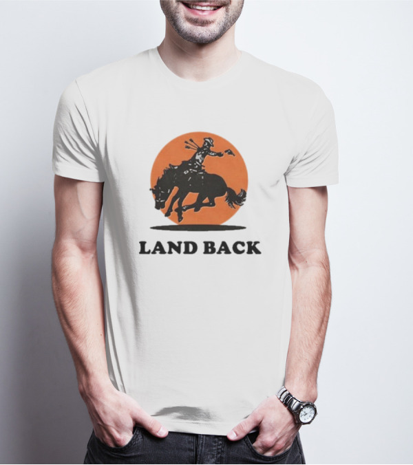Krime Land Back Cowboy Silhouette With Orange Circle T-Shirt