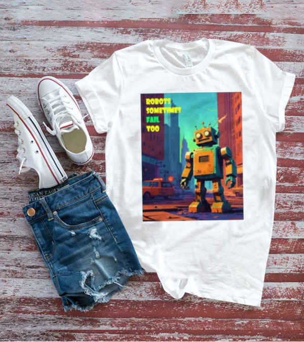 Robots Sometimes Fail Too Urban Cityscape Scene T-Shirt