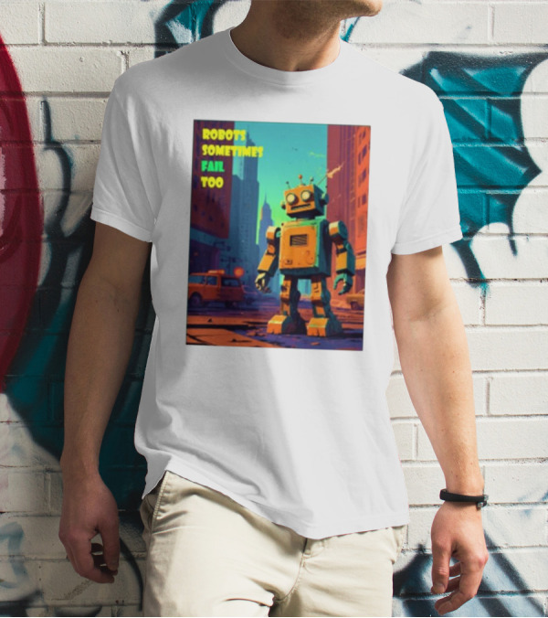 Robots Sometimes Fail Too Urban Cityscape Scene T-Shirt