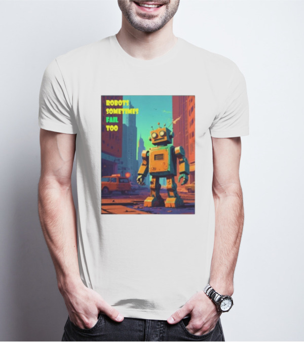 Robots Sometimes Fail Too Urban Cityscape Scene T-Shirt