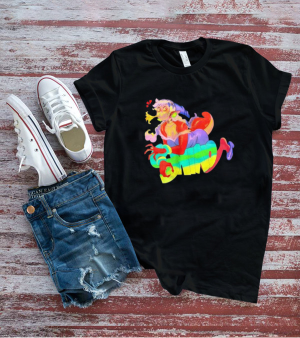 Shinto Decals Vibrant Dragon Monster Girl With Rainbow CHINO Text T-Shirt