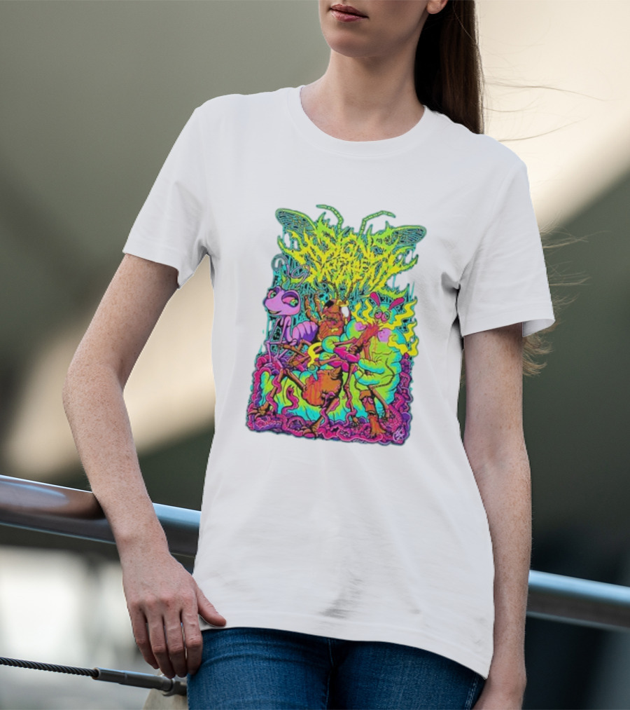 Signs Of The Swarm A Swarm’s Life Neon Psychedelic Insect Adventure T-Shirt