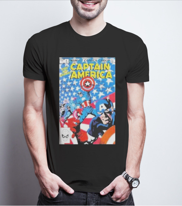 MARVEL COMICS GROUP CAPTAIN AMERICA VINTAGE COVER ROCKOFFTRADE MERCH T-Shirt