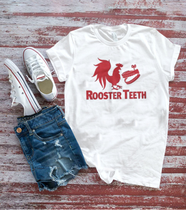 Rooster Teeth Red Rooster And Wind-Up Chattering Teeth T-Shirt