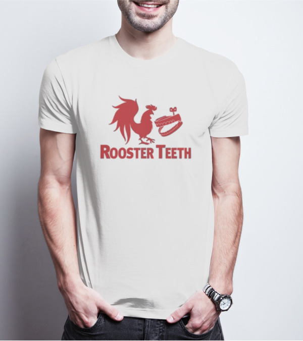 Rooster Teeth Red Rooster And Wind-Up Chattering Teeth T-Shirt