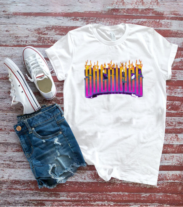 Sacrifice Hades Sunset Flame Text T-Shirt
