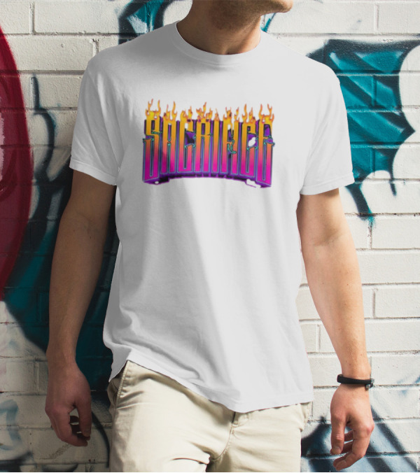 Sacrifice Hades Sunset Flame Text T-Shirt