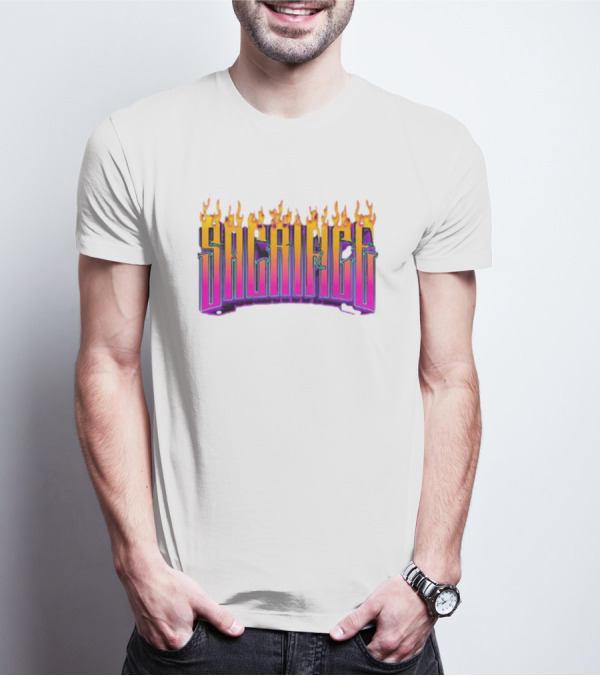 Sacrifice Hades Sunset Flame Text T-Shirt