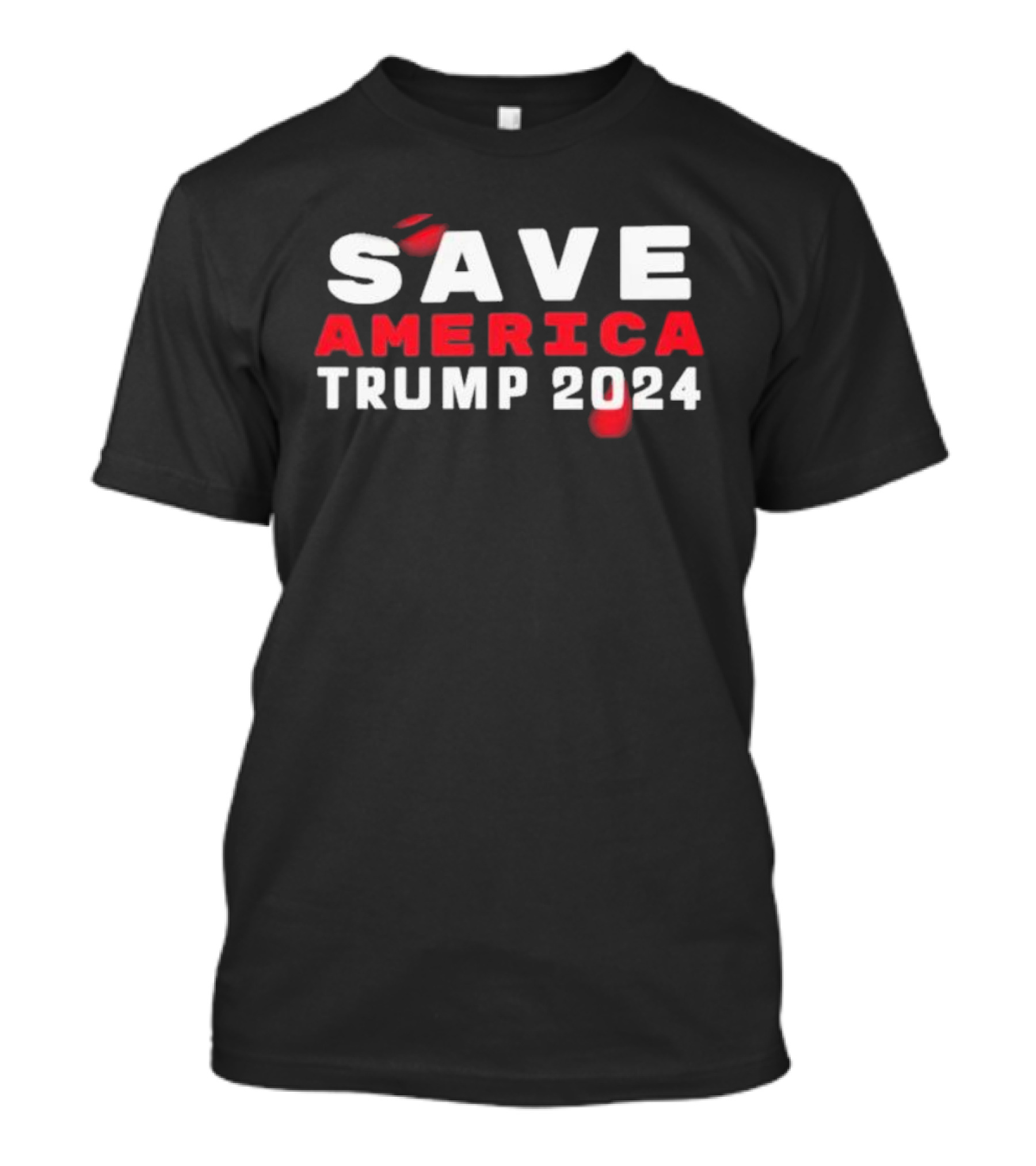 Save America Trump 2024 With Red White Bold Text And Red Accents T-Shirt