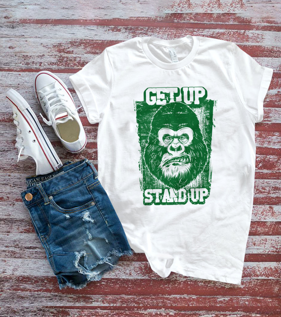 GET UP STAND UP Gorilla Face T-Shirt