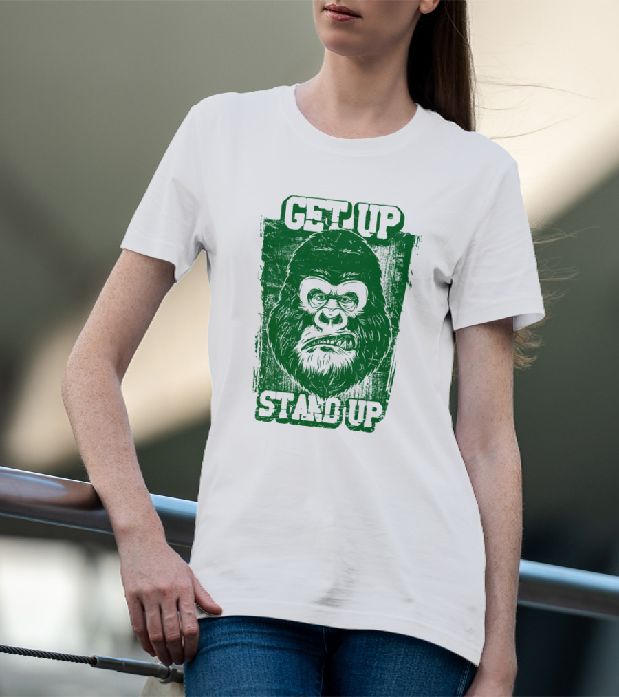 GET UP STAND UP Gorilla Face T-Shirt