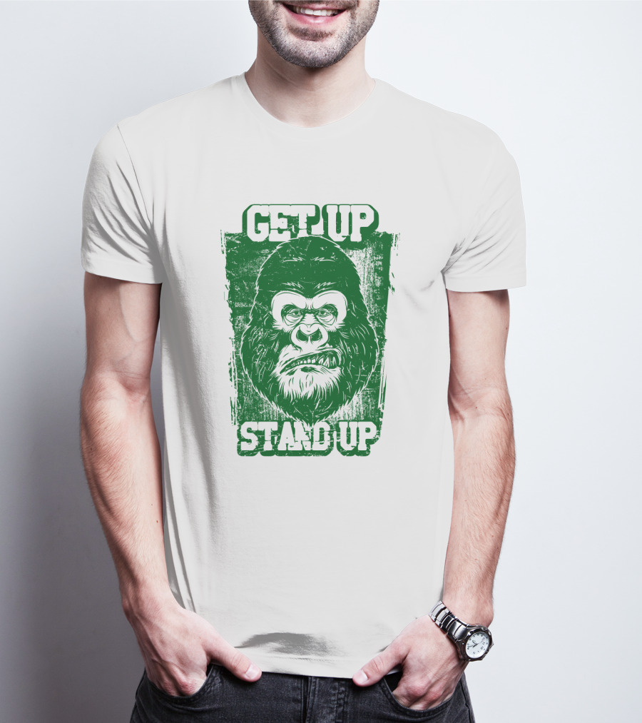 GET UP STAND UP Gorilla Face T-Shirt