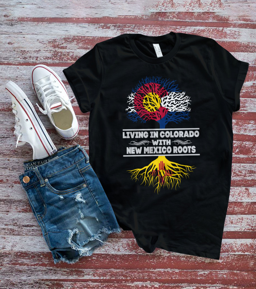 Colorado Flag Heritage With New Mexico Roots Tree Symbolism T-Shirt