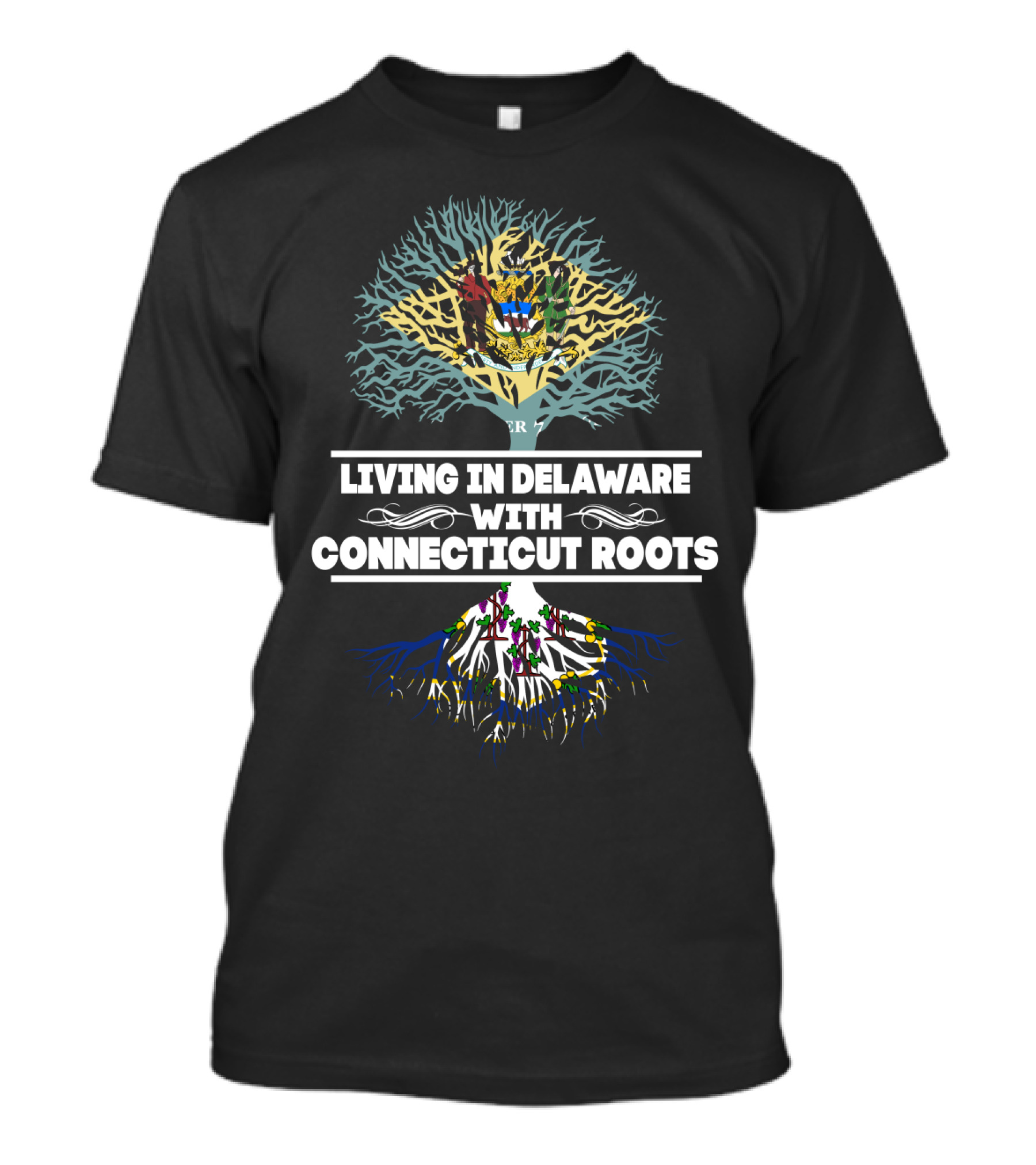 Delaware Residency With Deep Connecticut Heritage Symbolized By Vibrant Tree T-Shirt