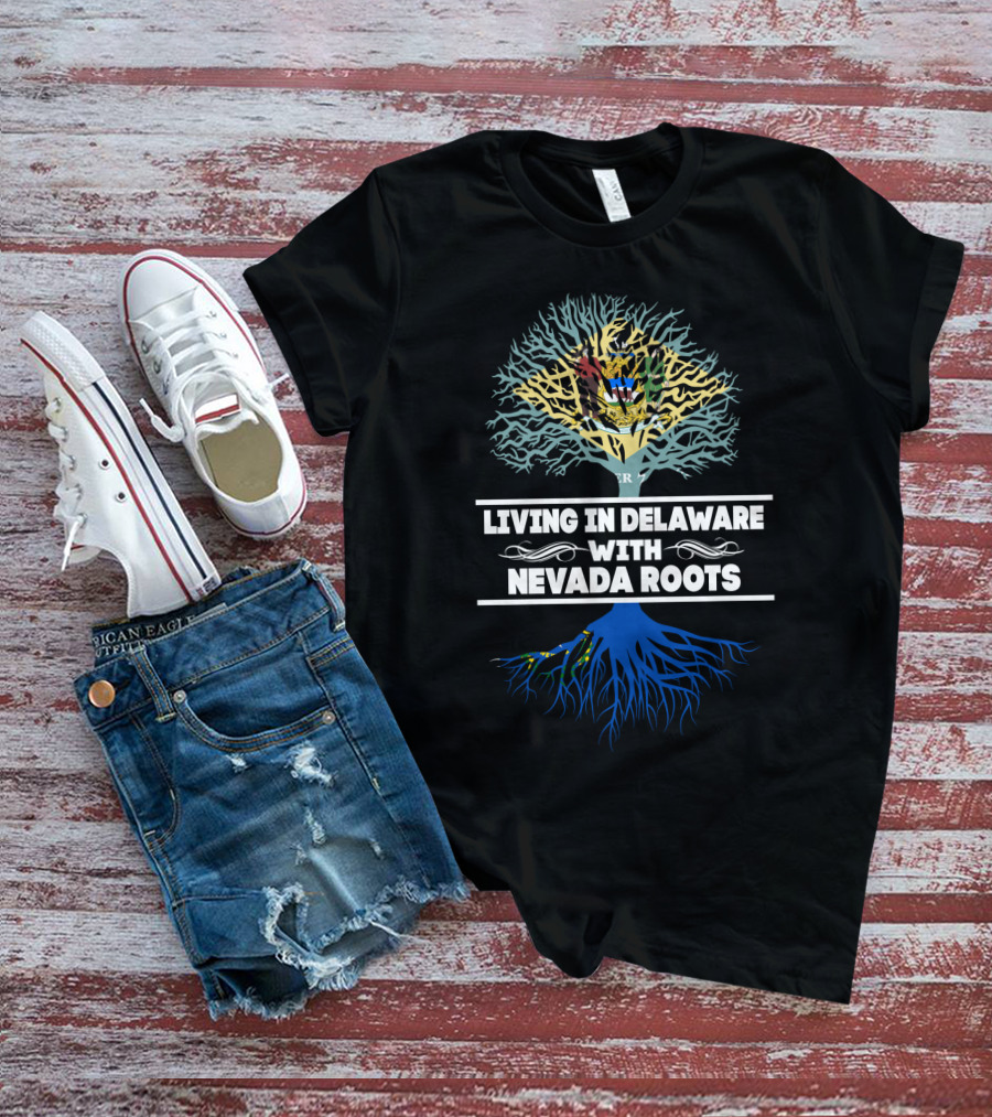 Delaware Living Nevada Roots Tree Graphic With State Symbolism T-Shirt