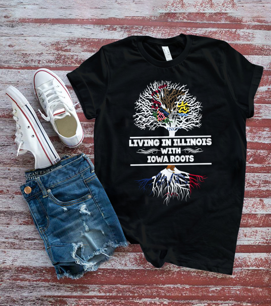 Illinois Flag Tree With Iowa Roots T-Shirt