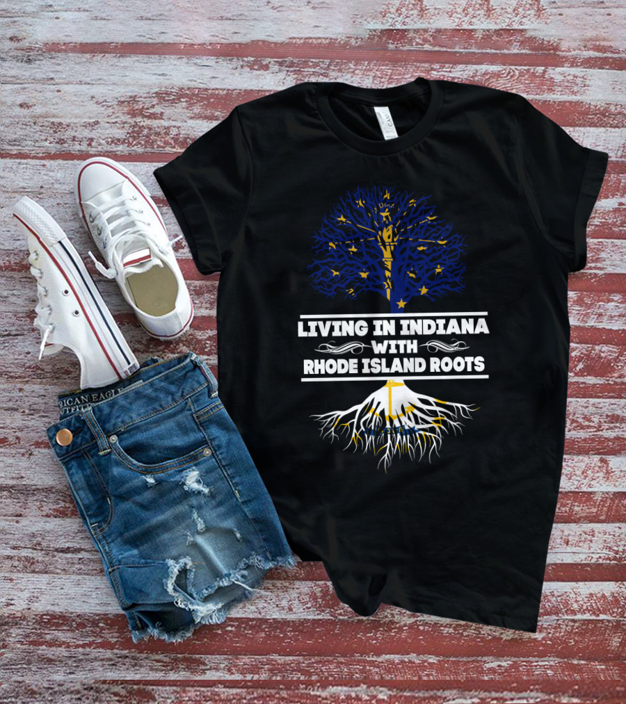 Living In Indiana With Rhode Island Roots Starry Tree T-Shirt