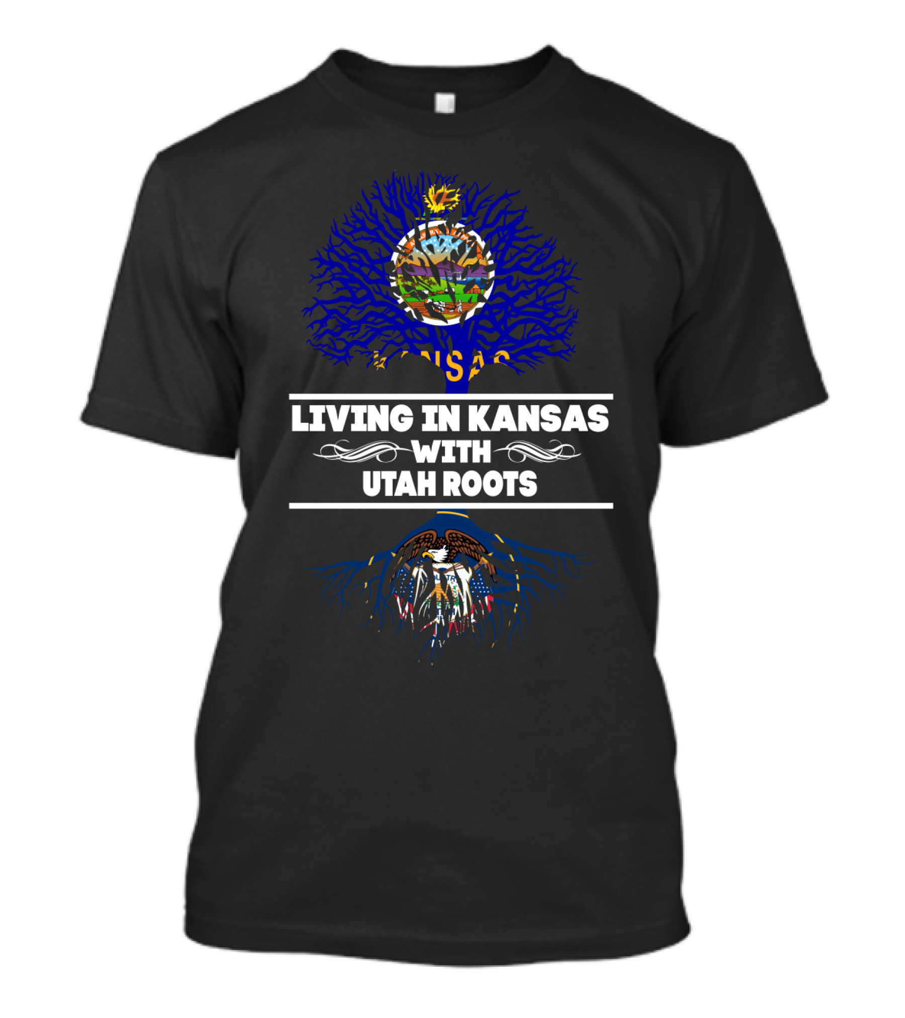 Kansas Pride Meets Utah Heritage: Blending State Symbols And Rooted Connections T-Shirt