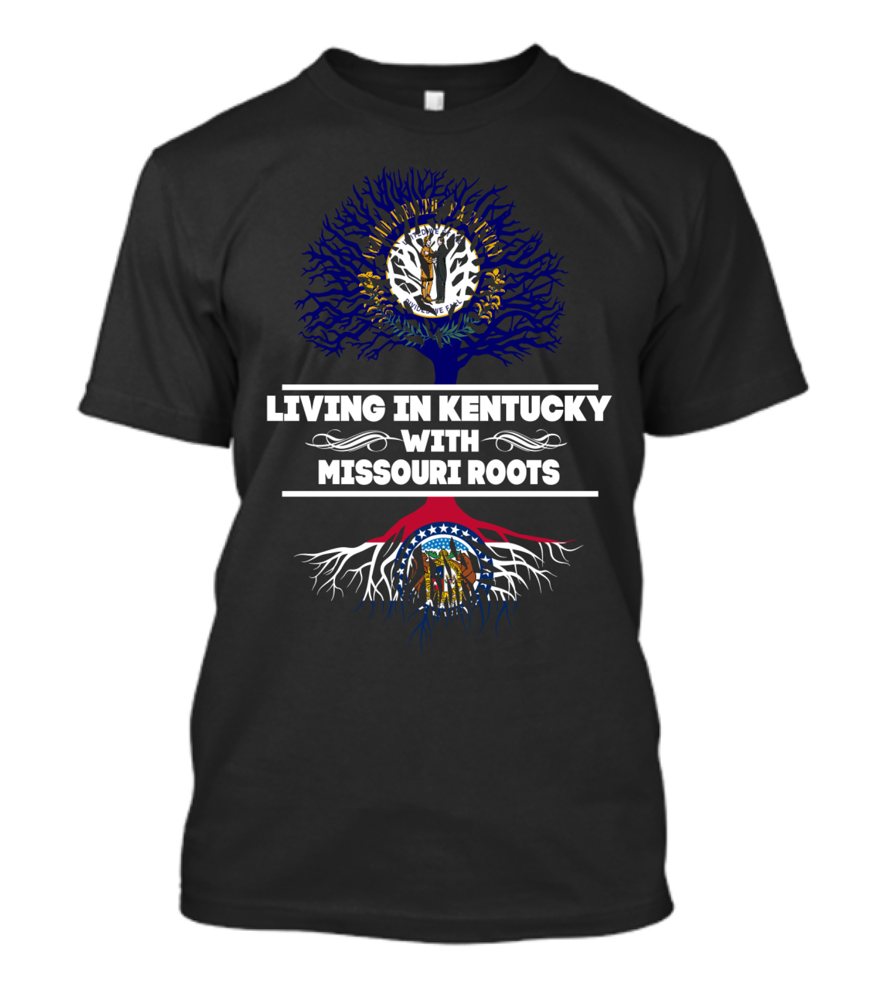 Kentucky Living With Missouri State Roots Tree T-Shirt