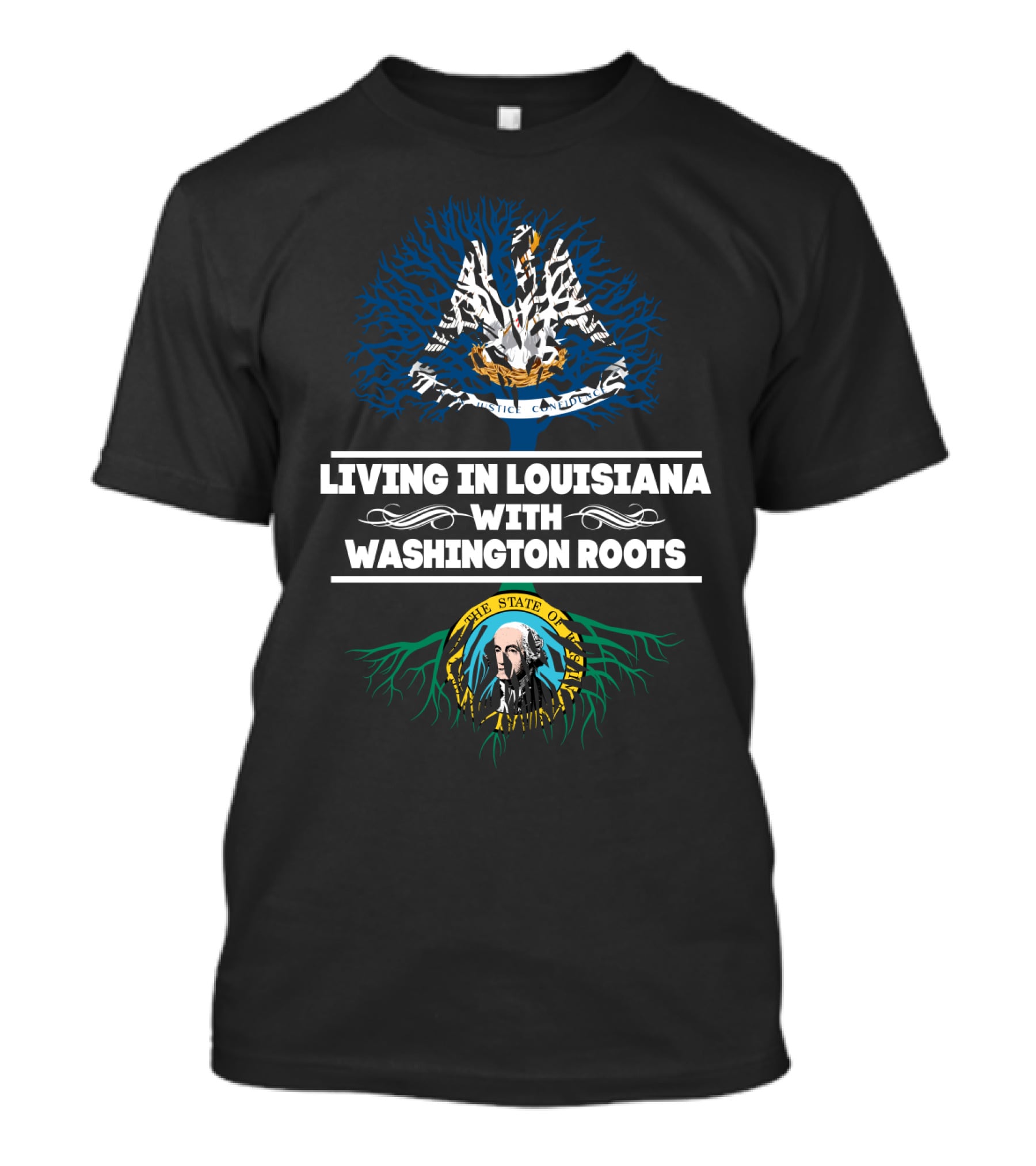 Louisiana Resident With Deep Washington State Roots Featuring State Symbols T-Shirt