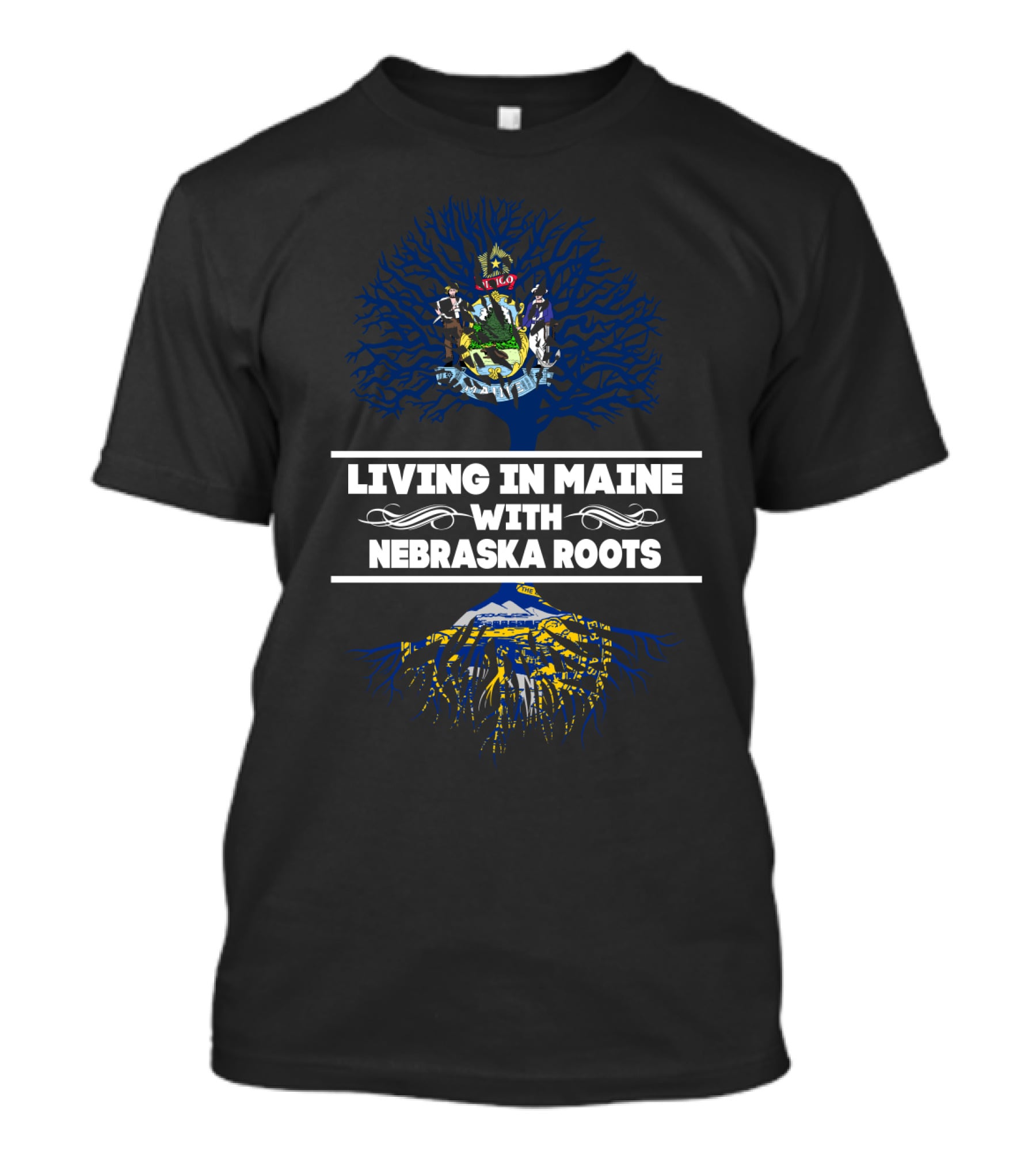 Maine And Nebraska Connection - State Roots And Heritage T-Shirt