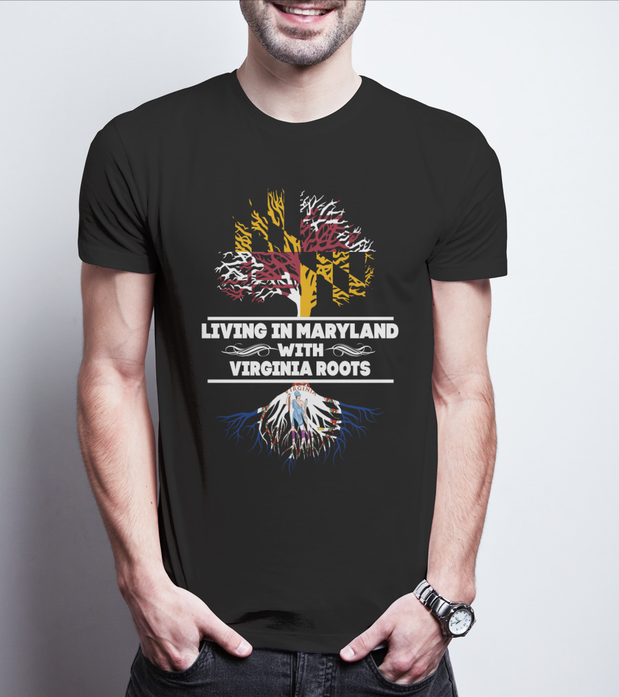 Maryland Pride Virginia Heritage Tree Design With State Flags T-Shirt