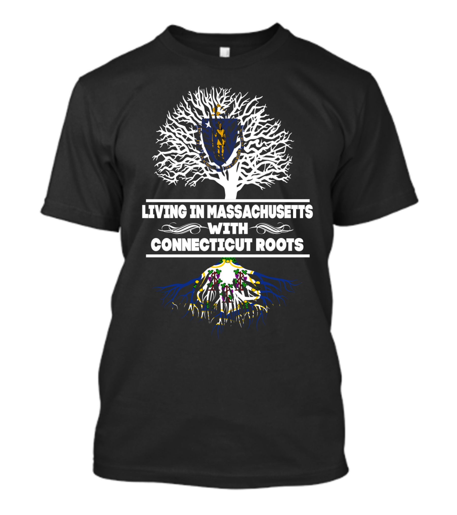 Massachusetts Pride With Connecticut Heritage Tree T-Shirt