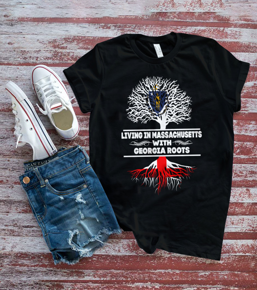 Interconnected Heritage: Living In Massachusetts With Georgia Roots And Iconic Tree Symbolism T-Shirt