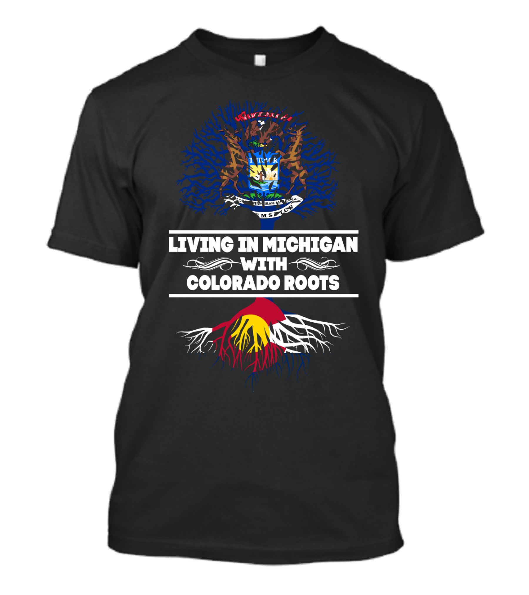 Michigan State Crest And Colorado Flag Roots Connection T-Shirt