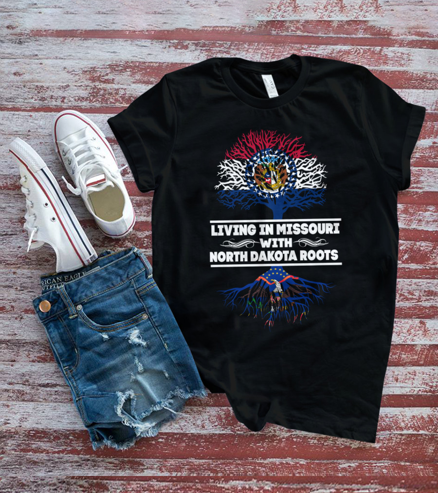 Missouri Pride With North Dakota Heritage Featuring State Symbols T-Shirt