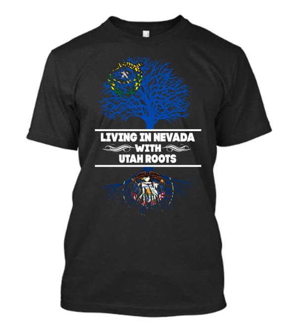 Nevada Pride With Utah Heritage Emblem Featuring State Symbols And Roots T-Shirt