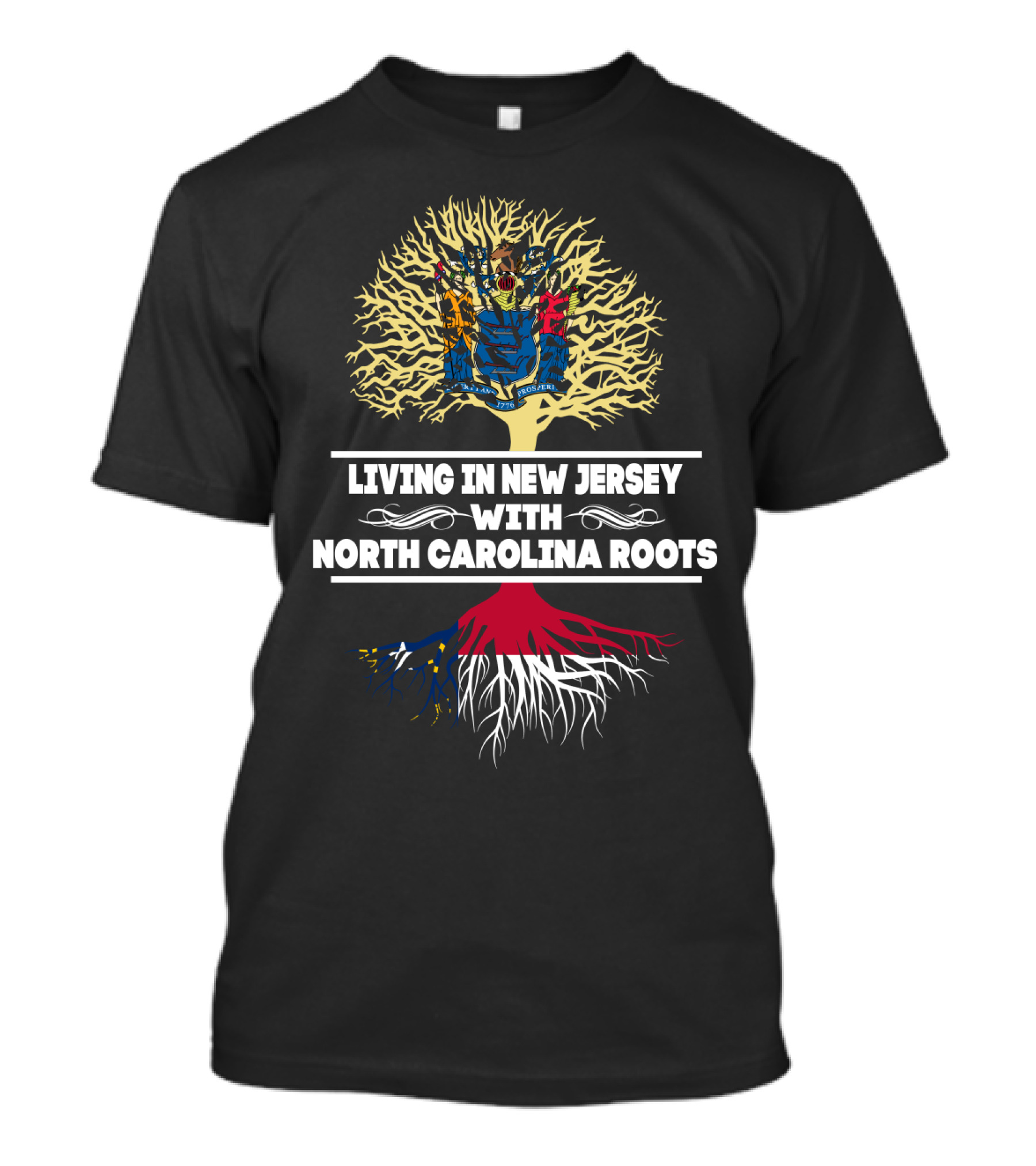 New Jersey Living North Carolina Roots Tree With State-Themed T-Shirt