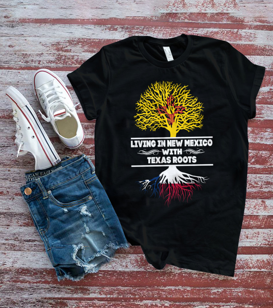 Living In New Mexico With Texas Roots Zia Symbol Tree T-Shirt