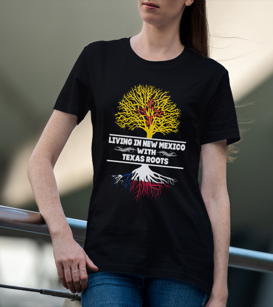 Living In New Mexico With Texas Roots Zia Symbol Tree T-Shirt