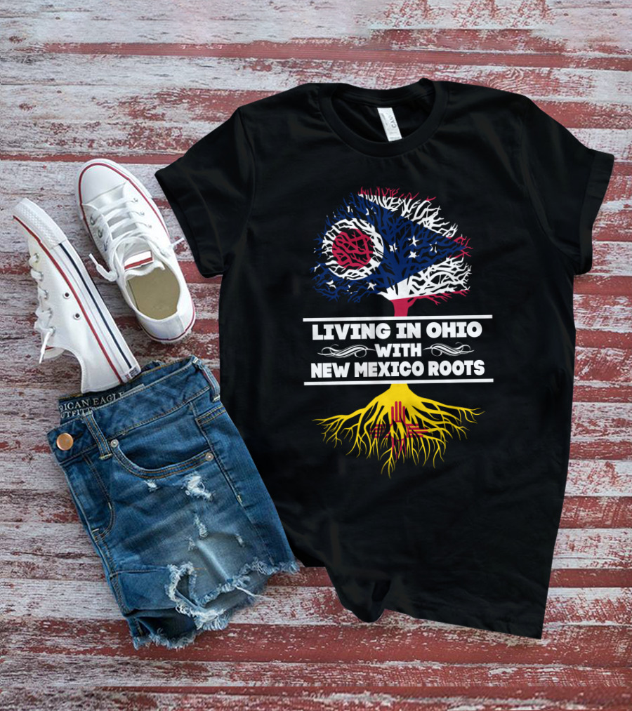 Living In Ohio With New Mexico Roots Flag-Inspired Tree T-Shirt