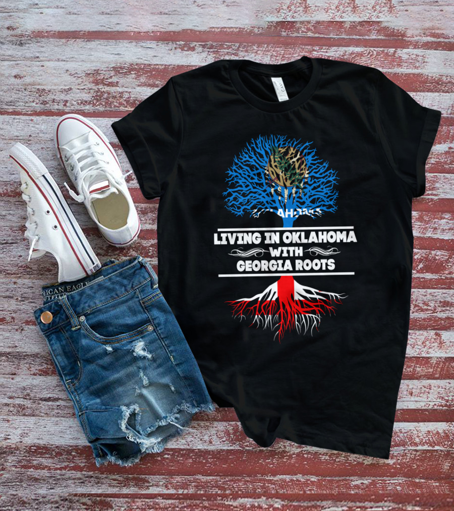 Oklahoma Flag Tree Symbolizing Georgia Roots Heritage And Connection T-Shirt